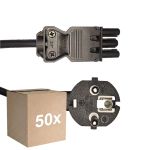 Fordelspakke 50x Noxion GST-Kompatibel Forsyningskabel - Hun + Schuko Europlug - Sort 5m - 3 pole 0.75mm2
